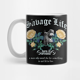 savage life - vintage flower design Mug